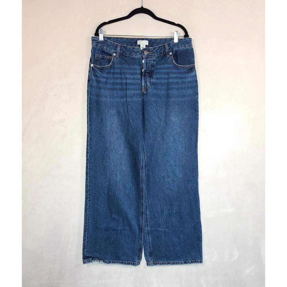 H&M Jeans Women's 12 High Rise Wide Leg Button Fly Medium Wash Relaxed - Picture 15 of 16